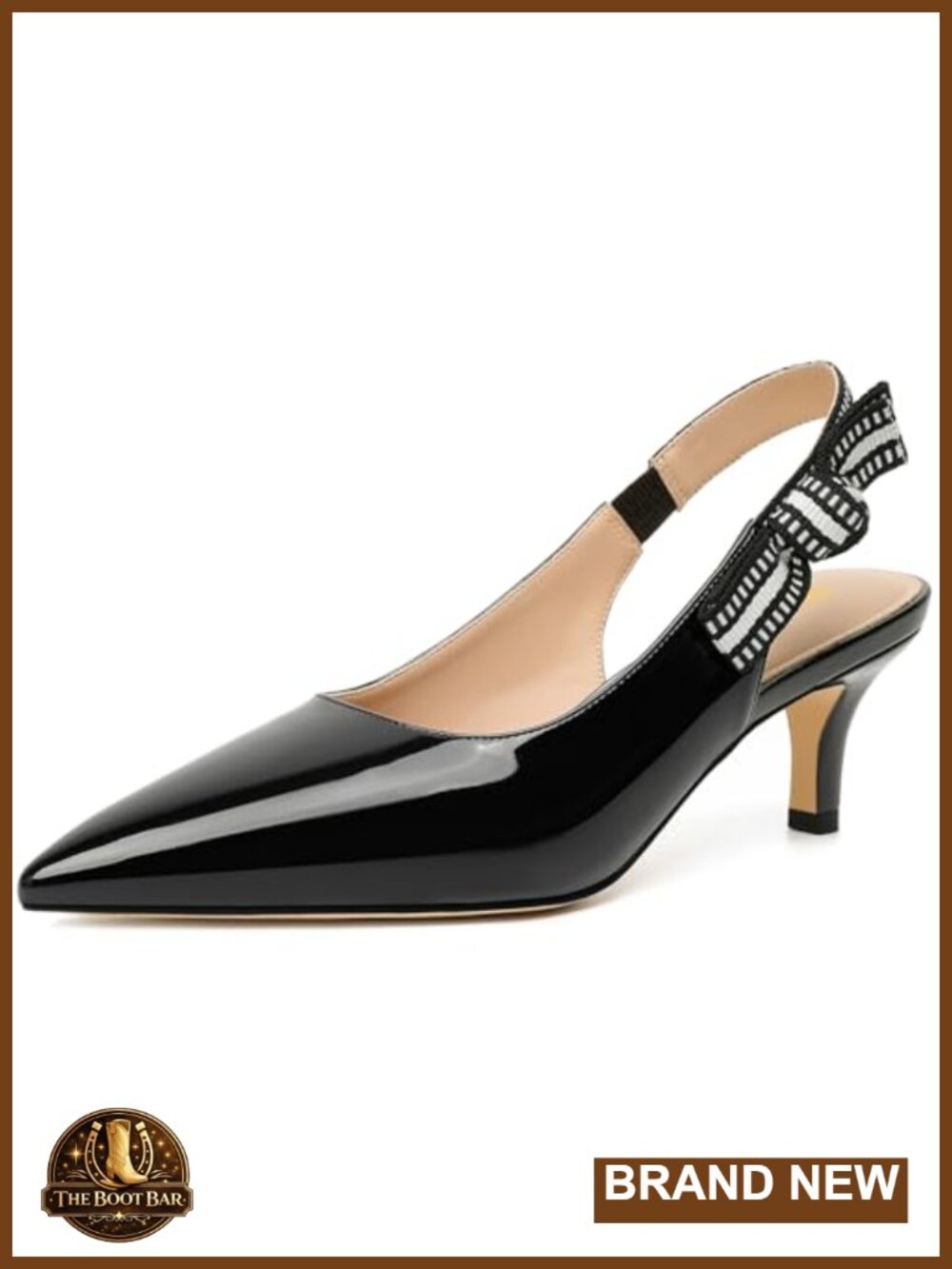 Women's Sexy Slingback Pumps Pointy Toe Low Heels Dressy Wedding Shoes Faux